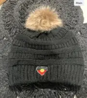 ABORIGINAL BLACK Heart Flag Beanie Hat One Fits All Brand New Knitted Beanie