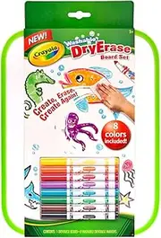 CRAYOLA 98 8676 Whiteboard and 8 Washable Marker Set, Creativity on The Go