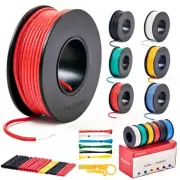 22 AWG Stranded Wire Kit – Silicone Coated Copper Wires 22 Gauge Pre-Tinned 2...