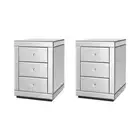 Artiss Set of 2 Bedside Tables Drawers Mirrored Side End Table Glass Nightstand