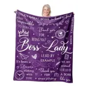 Boss Lady Gifts for Women Blankets, Boss Day Gifts, 60"X50" Purple Boss Lady