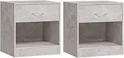 'vidaXL Bedside Cabinets in Concrete Grey - Modern Nightstands with Drawer and Shelf in Engineered Wood for Bedroom Storage