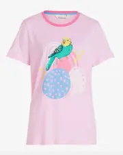 NEW PETER ALEXANDER PINK BUDGIE BIRD SHORT SLEEVE TOP TEE MEDIUM M RRP$59.95