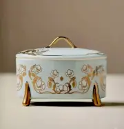 NEW ANTHROPOLOGIE X THE MET TRINKET BOX WT LID CLASSIC FLORAL GILDED STONEWARE