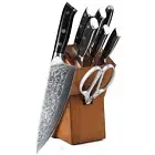 9x TURWHO Kitchen Chef Slicing Knife Damascus Steel Nakiri Santoku Bread Knife