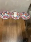 Artisan Deluxe Red Spanish Mosaic MELAMINE Triple Condiment Snack Bowls 14.5” L