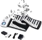 Electronic Keyboard 88 Keys, Portable Hand Roll Electric Piano Keyboard with Power Adaptor, Bluetooth Midi Function, Sustain Pedal, Foldable Digital Music Piano for Kids Adults Beginner