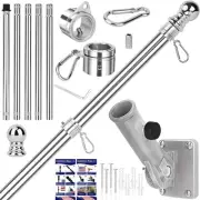Flag Pole Kit, 6 FT Flag Poles for Outside House, Aluminum Alloy Tangle Free