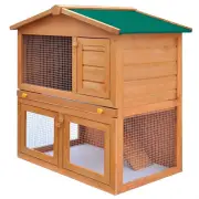Outdoor Rabbit Hutch Small Animal House Pet Cage 3 Doors Wood