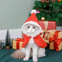 在飛比找ETMall東森購物網優惠-寵物圣誕節衣服貓咪斗篷冬季保暖貓咪紅色衣服圣誕帽子狗狗披肩