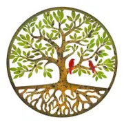 Willow & Silk Round Laser Cut Tree of Life w/Roots + Birds 50x0.65x50cm
