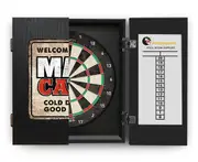 Shot Darts Rogue Dart Board + Welcome to the Man Cave Dartboard Cabinet + Darts