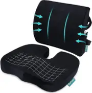 Orthopedic Seat Cushion And Back & Lumbar Support Cushions Pillow For Office Chair Memory Foam Car Seat