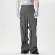 INCERUN Men Deconstructed Design Pants Fashion Comfortable Fabrics Wide Leg Trouser Plus Size