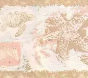 SEAHORSE TURTLE & SEA SHELL WALLPAPER BORDER B0446