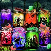 Halloween Crafts Activities For Kids Ages 4-12,8 Pack Glass Mason Jar for Sch...