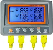 Digital 4 Channel Thermocouple Thermometer, Temperature Recorder, Data Logger, Multi-Channel K Type Thermometer, Thermocouple Reader with 8GB SD Card, 2 Bead Type K Thermocouple Probe