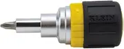 Klein Tools 32593 - 6-in-1 Ratcheting Stubby Screwdriver, Black/Yellow Handle