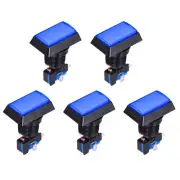 Game Rectangle Push Buttons Blue LED Light with Micro Switches 49x33mm/12V/5 Pcs