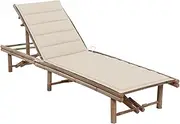 Garden Sun Lounger with Cushion Bamboo, Patio Sun Loungers