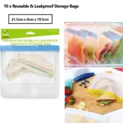 10 x Reusable Zip Lock Bag Leakproof Food Storage Lunch Sandwich Pouch Bags