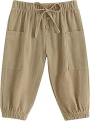 [Twopumpkin] Toddler Baby Boy Girl Cotton Joggers Pants Hippie Harem Pants Cargo Infant Sweatpants Sweat Long Pants Fall Clothes