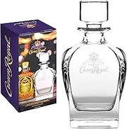 LORD'S ROCKS Crown Royal Glass Whiskey Decanter – 750ml Elegant Glass Decanter with Stopper – Officially Licensed Barware for Bourbon, Scotch & Cocktails Compatible