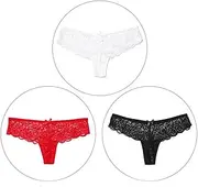 [FARZAH] Women Panties Female Underwear 3 Pcs Panties for Woman Underwear Sexy Lace Seamless G-String Lingerie Female Briefs Panty Sexy Transparent Women's Underpants(Set 5 3pcs,Large)