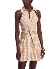 Cinq a Sept McKenna Denim Gingham Mini Dress