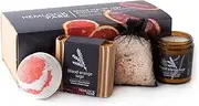 Hemlock Park Blood Orange Sage Artisanal Spa Gift Box | Apothecary Candle, Shea Butter Soap, Bath Bomb, Mineral Salt Bath Soak | Handcrafted with Plant Based Ingredients