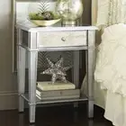 2-Tier Contemporary Mirrored Nightstand Bedside Large Storage Accent Side Table