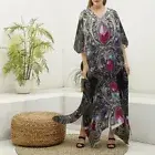 Baroque Caftan Kaftan Maxi Dress Goddess Bejeweled Amethyst Ruby Couture Silver