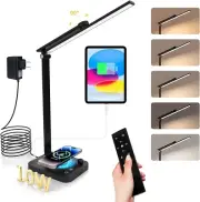 Desk Lamp With Remote Control, 10W Wireless Charger &USB Charging Port