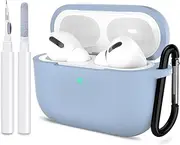 [ATUAT] for AirPods Pro 2nd Generation Case Cover, Protective Silicone Skin Accessories with Keychain for Women Men for Apple AirPods Pro Gen 2(2022), Front LED Visible-Light Blue