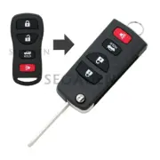 Folding Flip Key Shell for INFINITI NISSAN Remote Key Case Fob Refit 3+1 Button