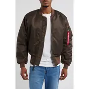 Alpha Industries MA-1 Reversible Bomber Jacket in Chocolate at Nordstrom, Size Small