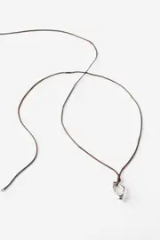 [Supré] Supré - Cord Pendent Necklace - Silver & brown/ fluid oval OS SILVER & BROWN/ FLUID OVAL