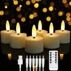 6× Rechargeable LED Flameless Flickering Candles Tea Lights Remote XMAS Decor