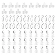 End Caps Carrier Roller with Hooks for Adhesive Curtain Track Set of 72 White