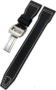 [KAVJU] 20mm 21mm 22mm High Density Nylon Calfskin Watchbands Fit for IWC Big PILOT IW5009 IW3880 Leather Watch Strap Black Wristband