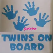 TWINS ON BOARD, GIRLS and/or BOYS COMBO with HANDS Cut Vinyl Decal Sticker LGE