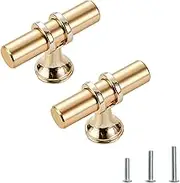 Ymaiss 12 Packs Cabinet Knobs T Bar Kitchen Dresser Knobs Drawer Pull Handles Single Hole Knobs Hardware for Drawer Dresser Cupboard Wardrobe (Gold)