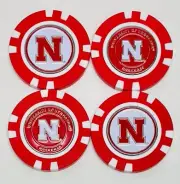 Nebraska Cornhuskers Golf Poker Chips w/ Removable Magnetic Ball Marker (4pk)