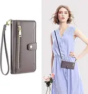 [SINQERISHT] Mobile Phone Chain Wallet Mobile Phone Case for Samsung Galaxy S20 Ultra, PU Leather Case with Zip, Card Slot, Stand and Carrying Strap, Mobile Phone Case, TPU Bumper Case, Magnetic