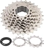 8 Speed Cycle Freewheel, Steel Cassette Freewheel, Hollow Construction with Lockring for Mountain Road Cycles
