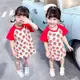女童裙子草莓插肩袖T恤衣裙洋裝24童裝3-8歲