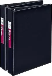 Avery Mini Durable 3 Ring Binders, 1" Round Rings, Holds 5-1/2" x 8-1/2" Paper, 2 Black Binders (13456)