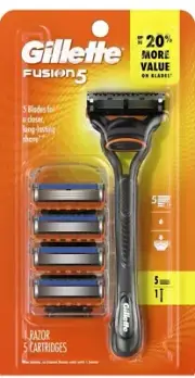 GilletteFusion5 RAZOR-HANDLE ( 5 Refills) PrecisionTrimmer, And LUBRASTRIP “”””