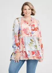 ts Taking Shape Top Size 16 Natural Patchwork Print style NWT