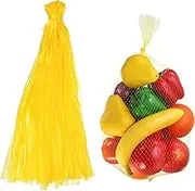 sourcing map 100PCS Reusable Mesh Produce Bags, 23.6 Inches Egg Hatching Bags Washable Breathable Fruit Net Stretchable Mesh Netting Storage for Seafood Vegetable Onion Grocery Shopping, Yellow